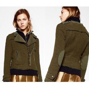 Zara tweed blazer jacket in dark green